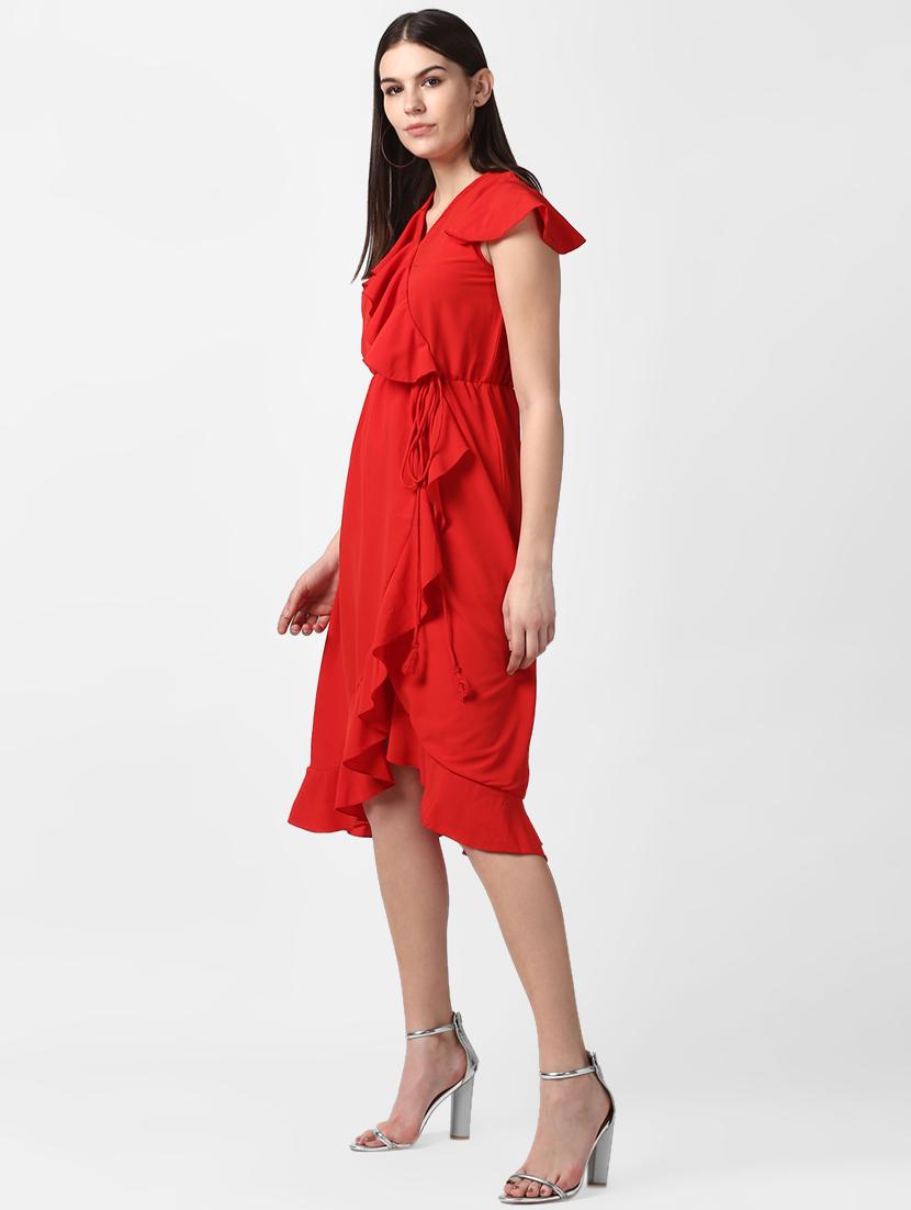 women's ruffle solid dress - 16882543 - Standard Image - 1