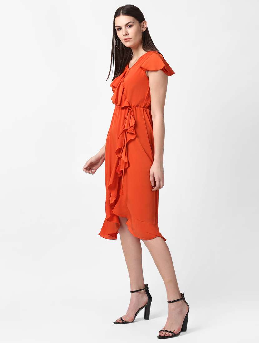 women's ruffle solid dress - 16882544 -  Standard Image - 1