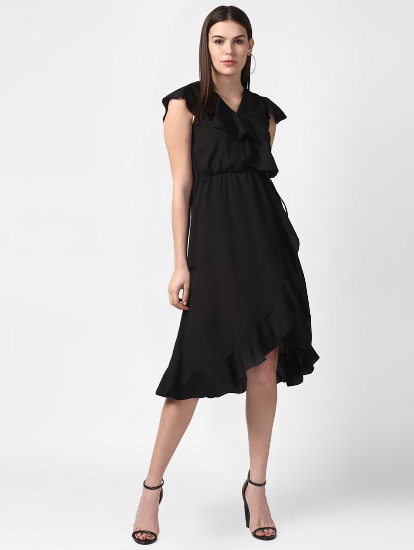 women's ruffle solid dress - 16882547 -  Zoom Image - 0