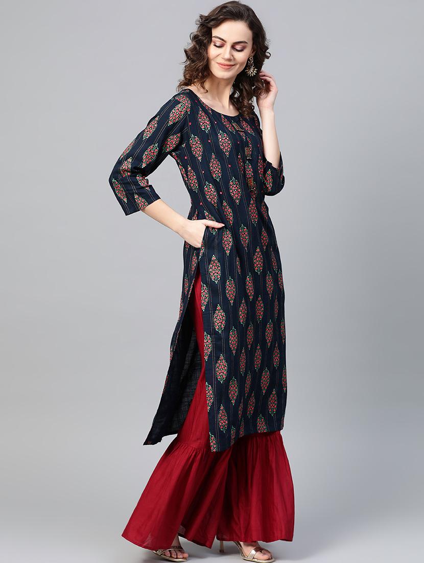printed straight kurta - 16883356 - Standard Image - 1