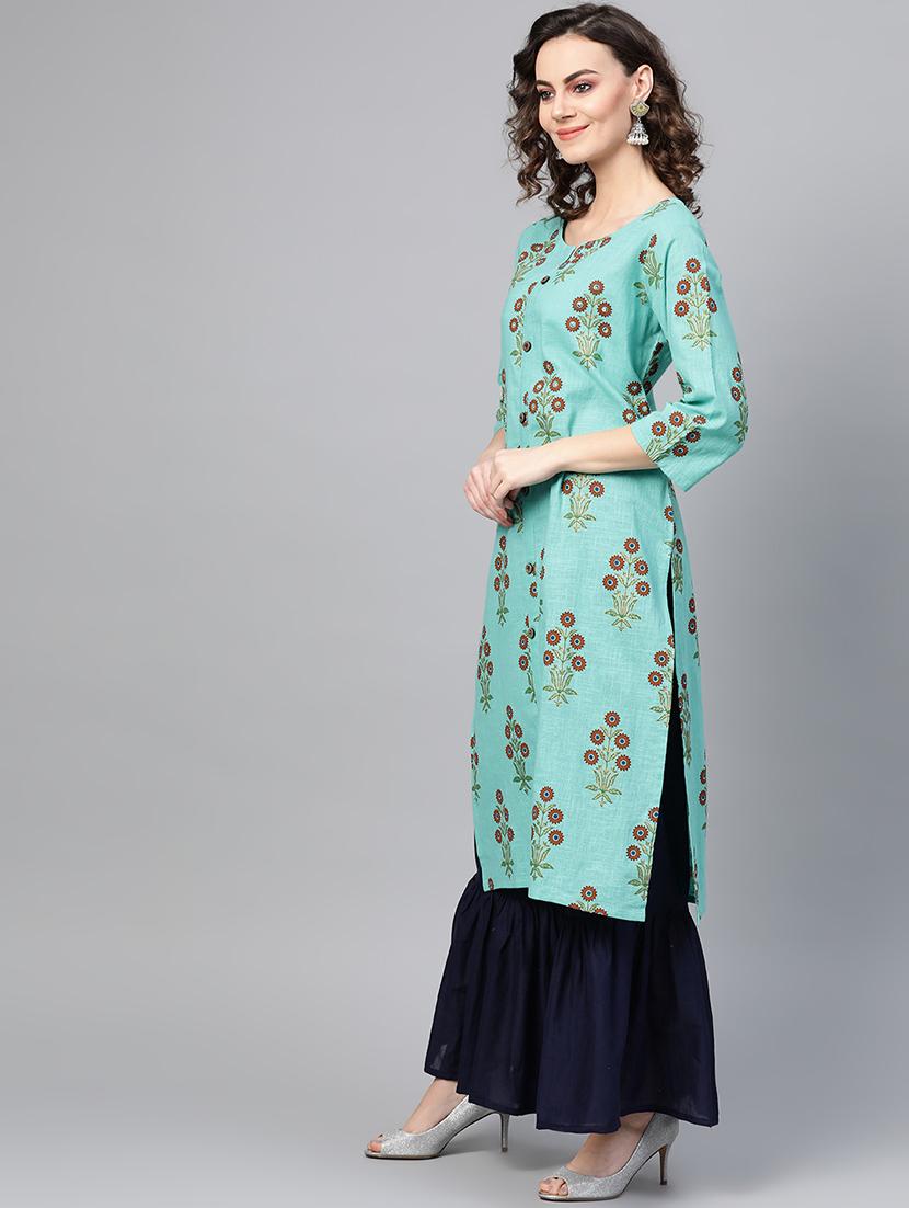 floral straight kurta - 16883363 - Standard Image - 1