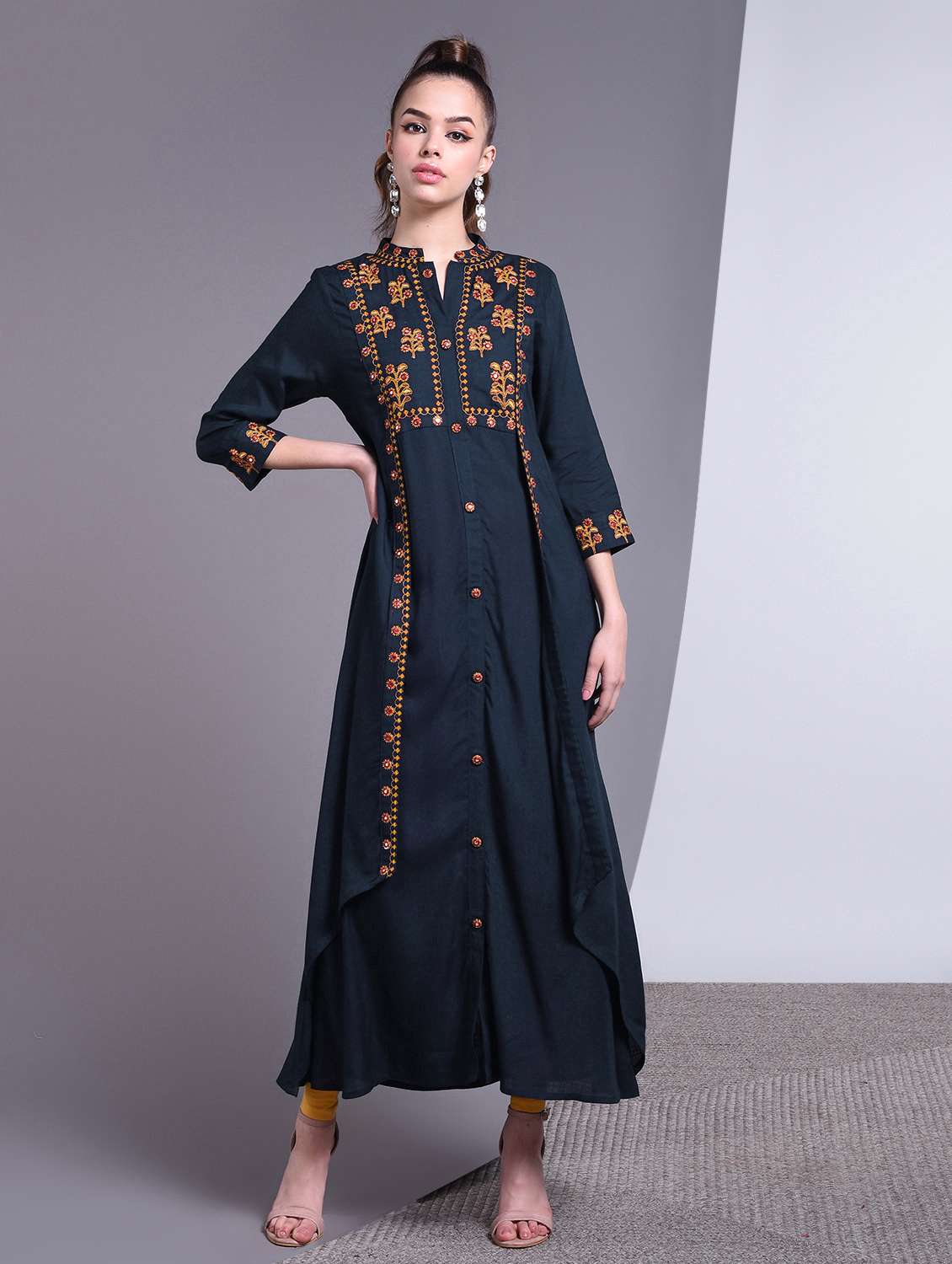embroidered a-line kurta