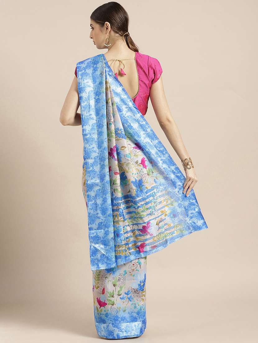women's floral grey colored saree with blouse - 16884707 -  Standard Image - 1