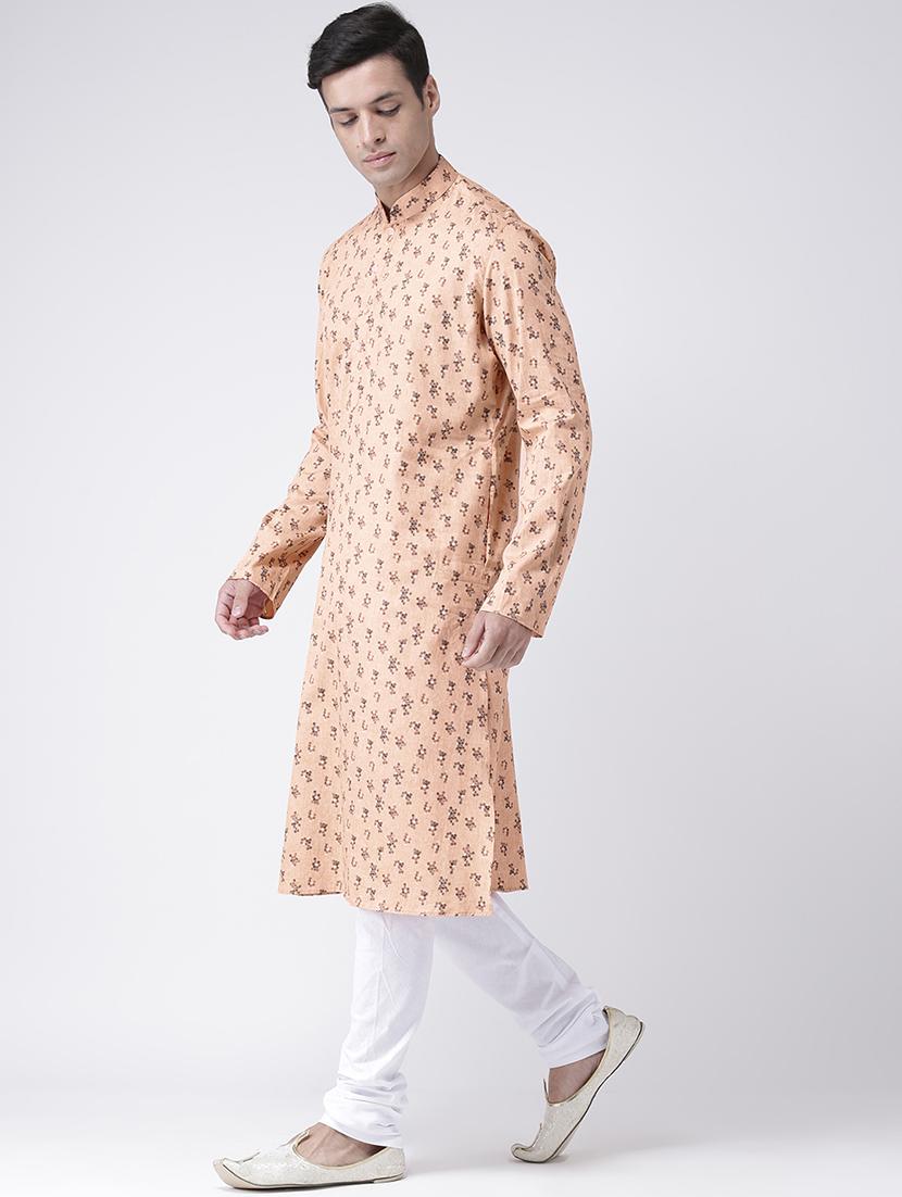 orange linen long kurta - 16886631 -  Standard Image - 1