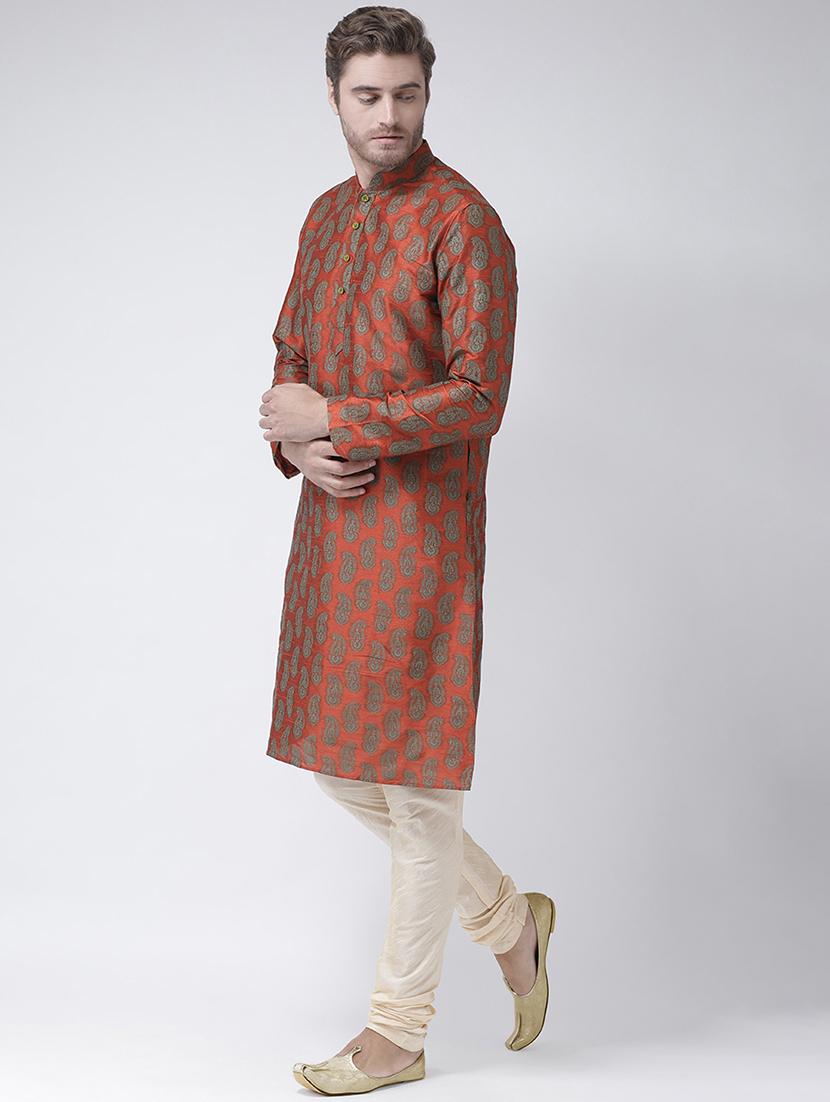orange dupion long kurta - 16886661 - Standard Image - 1