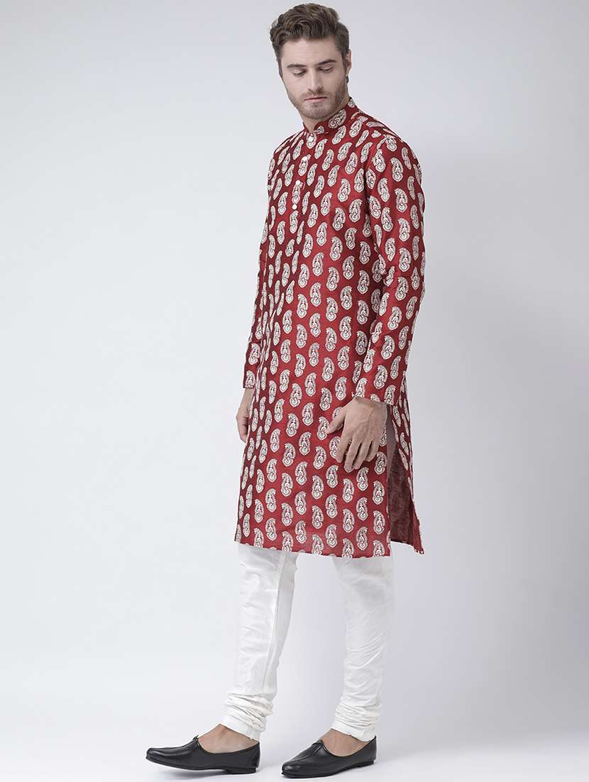 red dupion long kurta - 16886663 -  Standard Image - 1