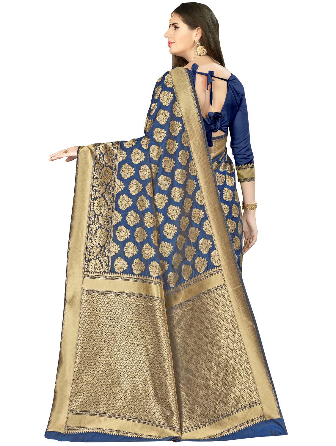 ethnic motif banarasi saree with blouse - 16887267 -  Standard Image - 1