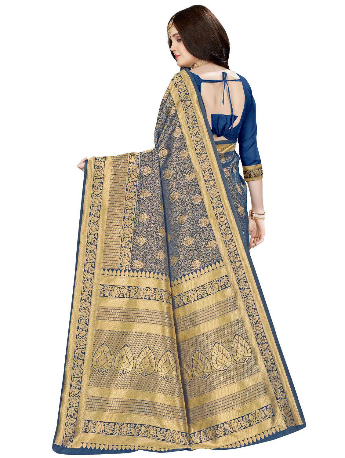 self design banarasi saree with blouse - 16887287 - Standard Image - 1