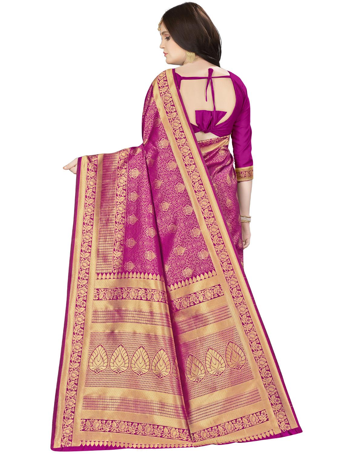 self design banarasi saree with blouse - 16887289 - Standard Image - 1