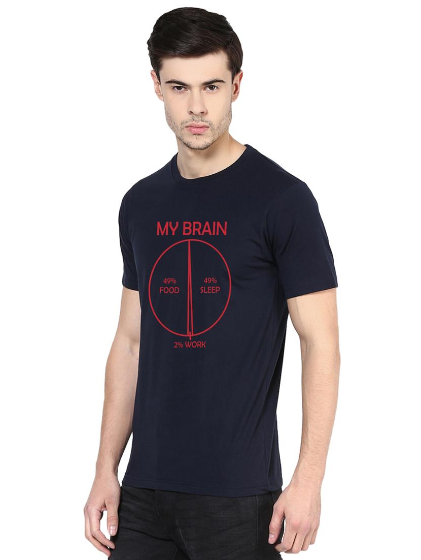 navy blue chest print t-shirt - 16887313 - Standard Image - 1