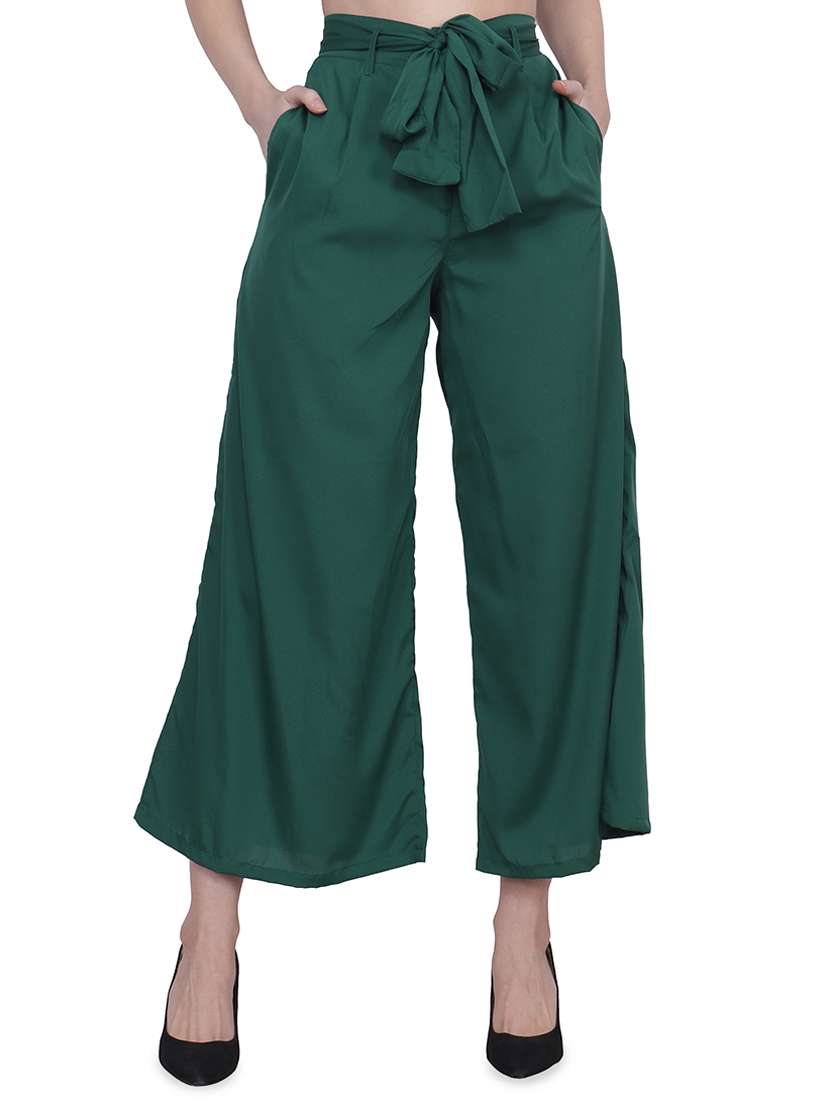 tie front wide leg trousers 