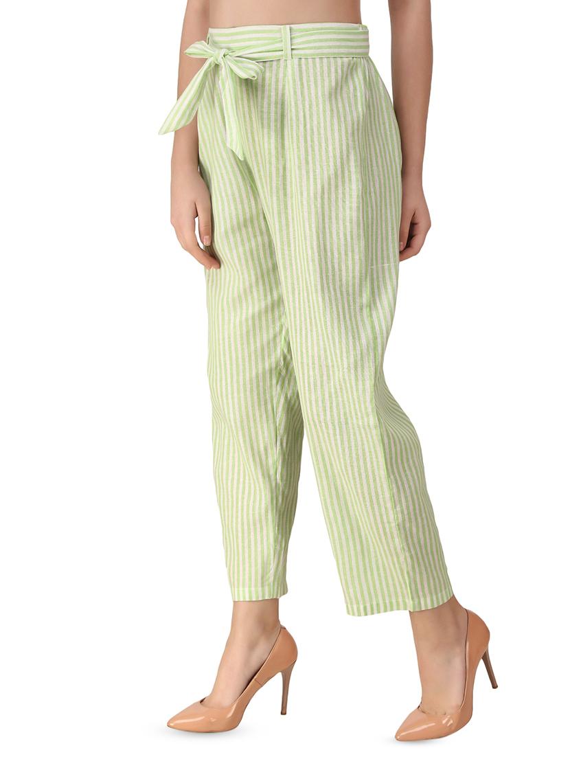 tie front striped trouser - 16888307 - Standard Image - 1