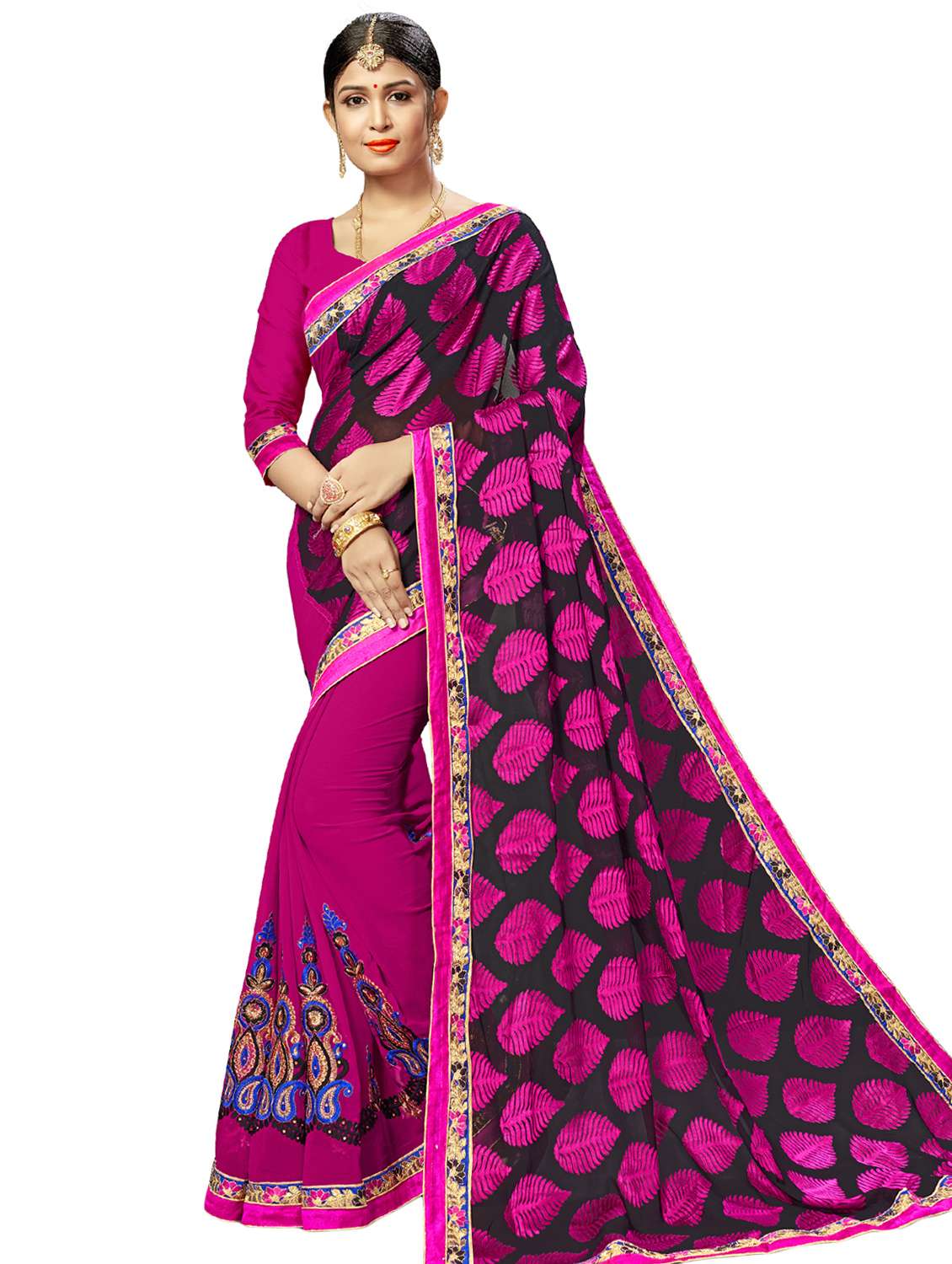 self design embroidered saree 