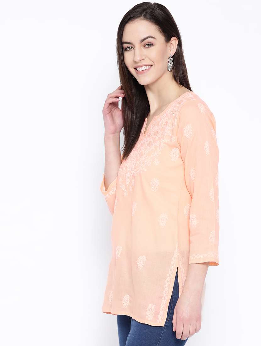 chikankari straight short kurti - 16889787 - Standard Image - 1