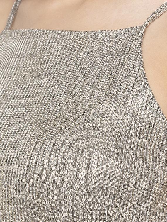 cami neck metallic fit & flare dress - 16889864 - Standard Image - 4