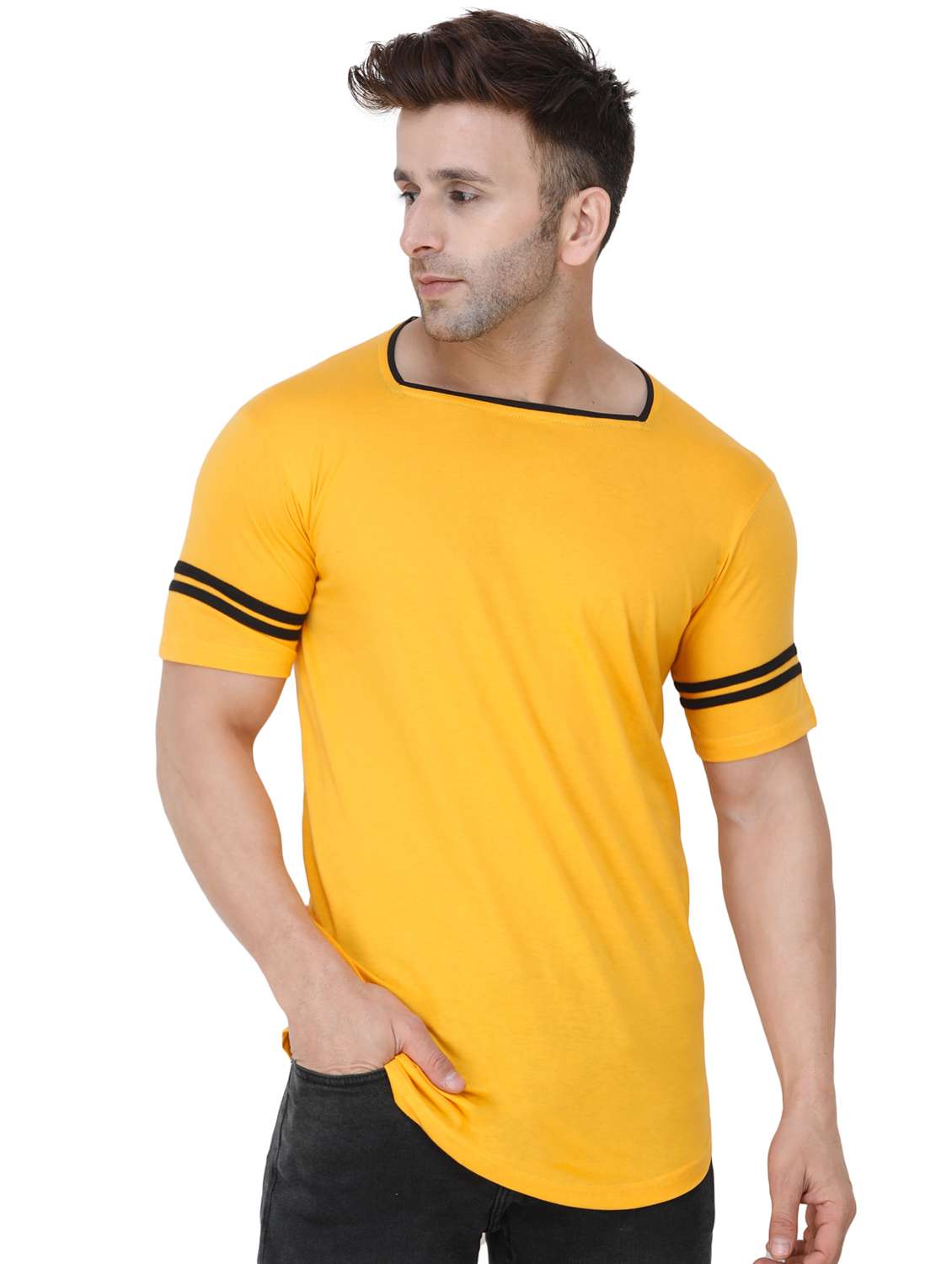 yellow taped t-shirt