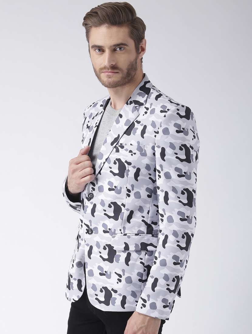 light blue camouflage printed casual blazer - 16891116 -  Standard Image - 1