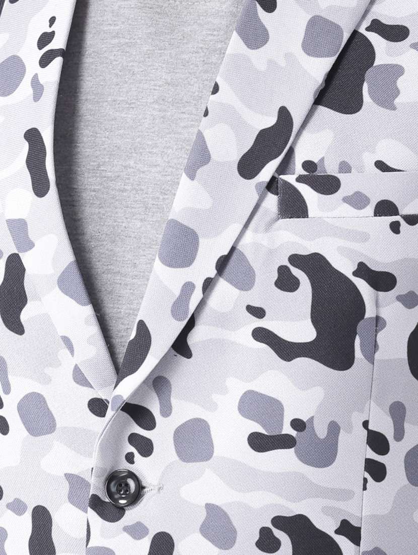 light blue camouflage printed casual blazer - 16891116 - Standard Image - 4