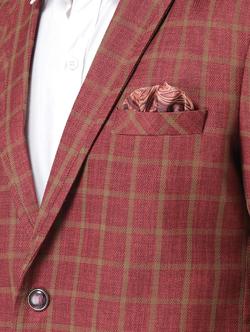 red checkered single breasted casual blazer - 16891158 - Standard Image - 4