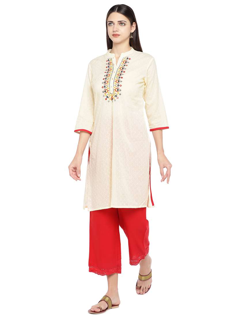 yoke embroidered straight kurta  - 16891223 -  Standard Image - 1