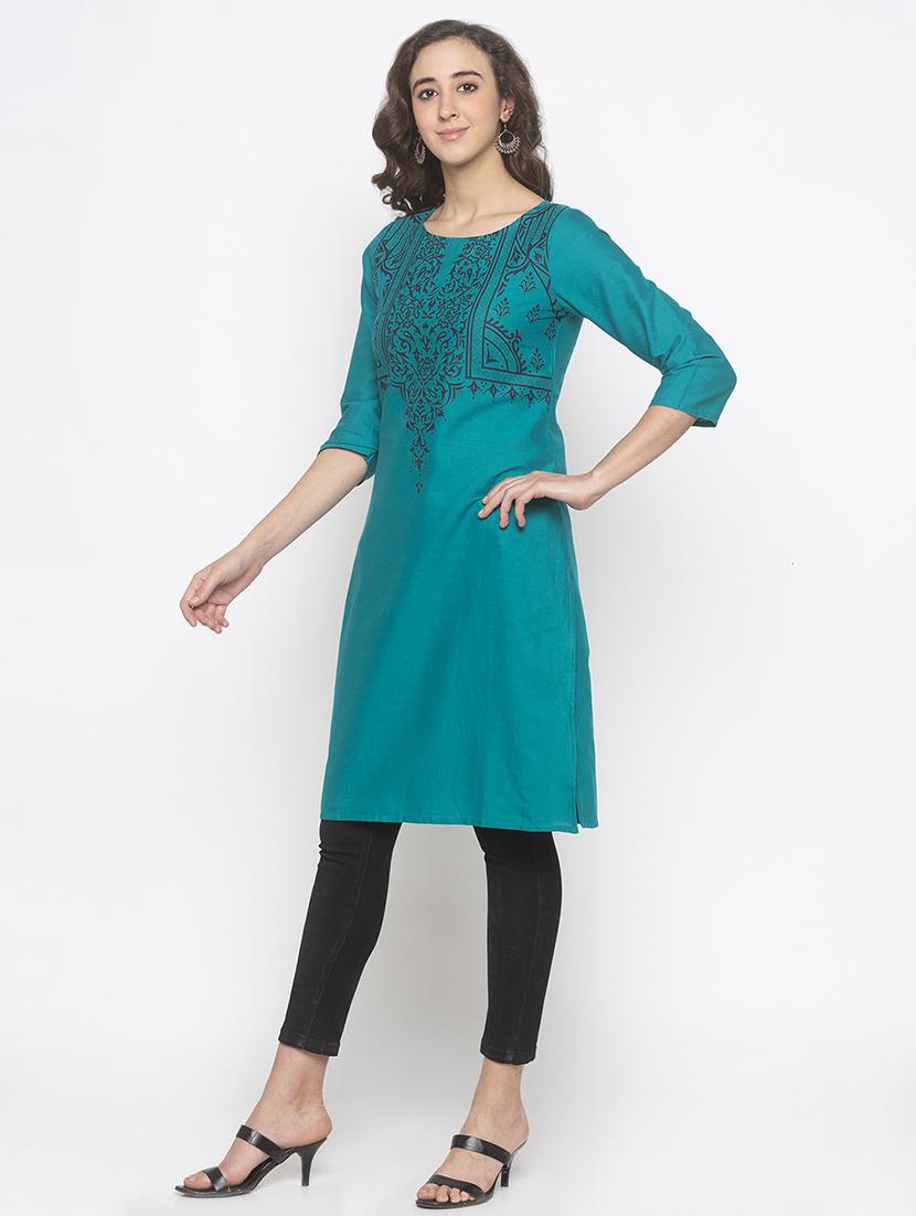 printed yoke straight kurta - 16891271 - Standard Image - 1