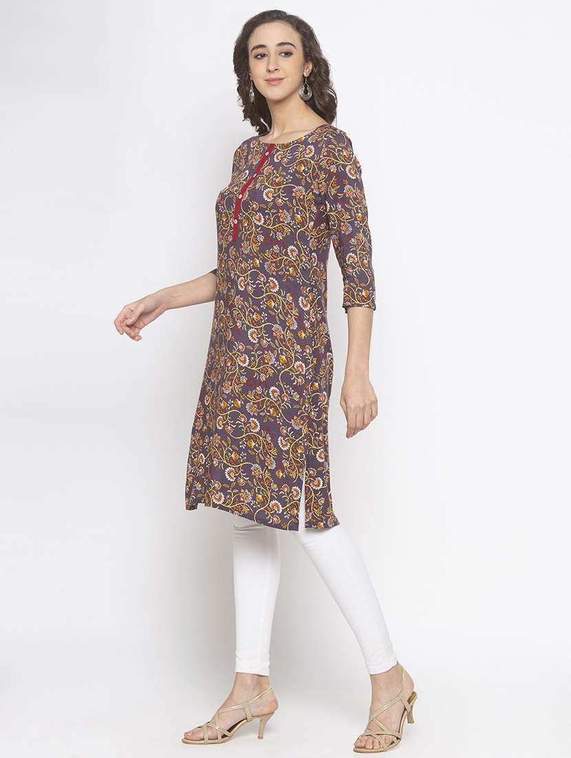 floral straight kurta - 16891282 -  Standard Image - 1