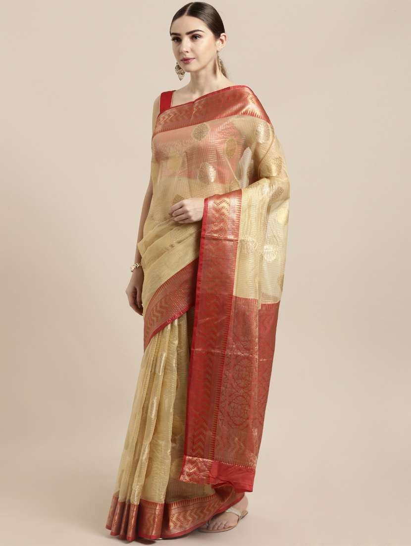 self design banarasi saree with blouse