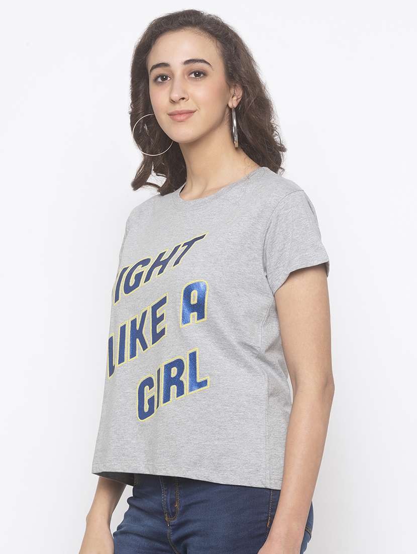 women's front print round neck t-shirt - 16891412 -  Standard Image - 1