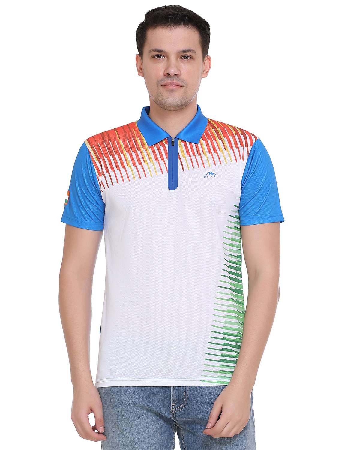 multi color front printed collared t-shirt