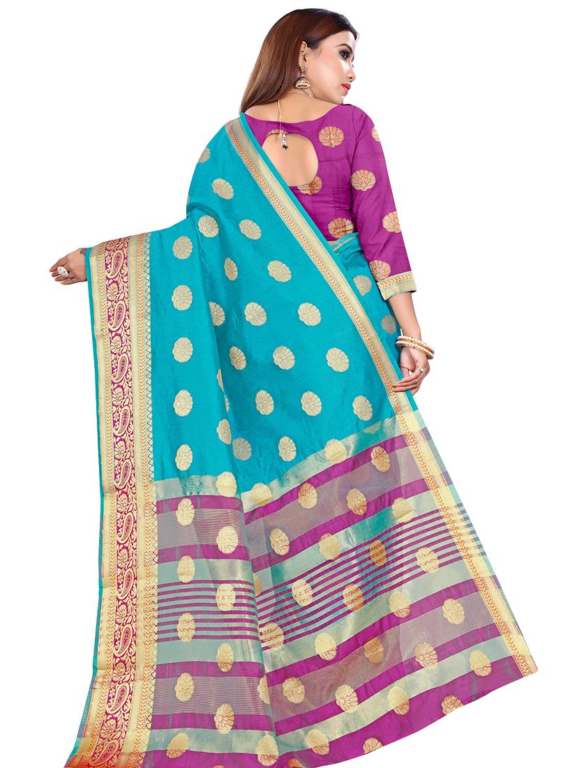 self design banarasi saree with blouse - 16893325 - Standard Image - 1