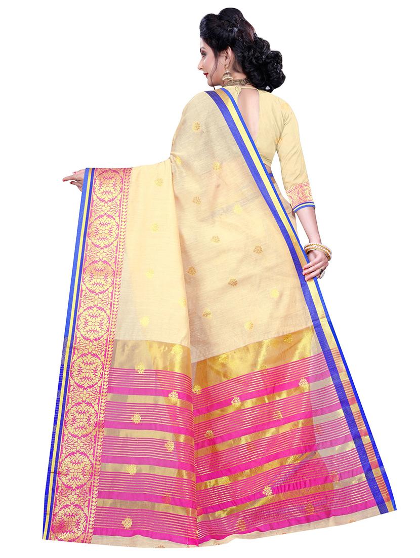 solid woven saree with blouse - 16893712 - Standard Image - 1