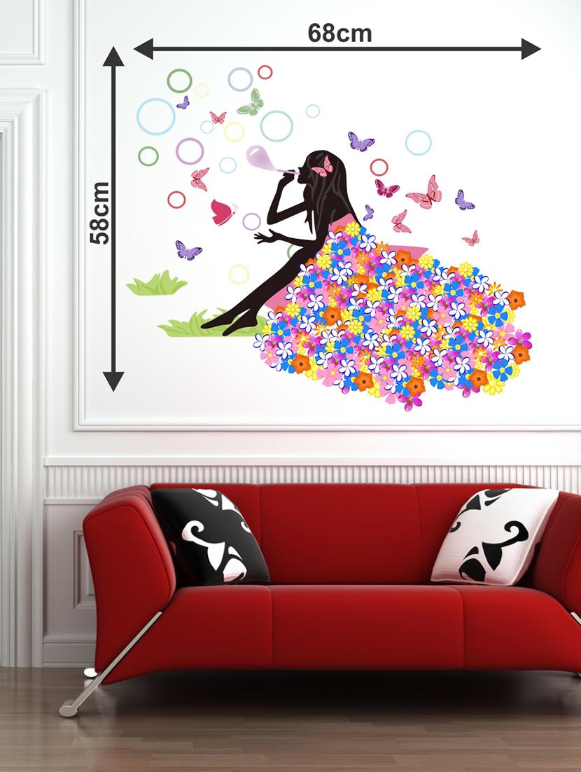 flower girl with butterfly wall sticker  - 16894328 -  Standard Image - 1