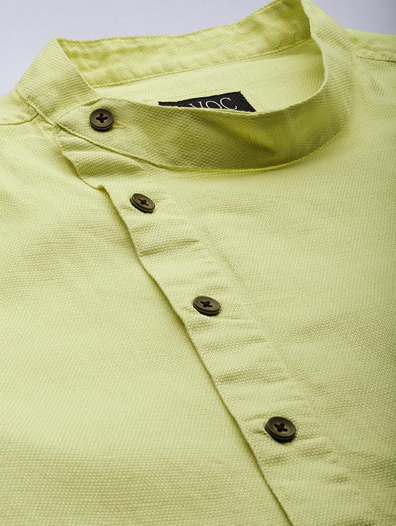 yellow solid asymmetric kurta - 16894494 - Standard Image - 4
