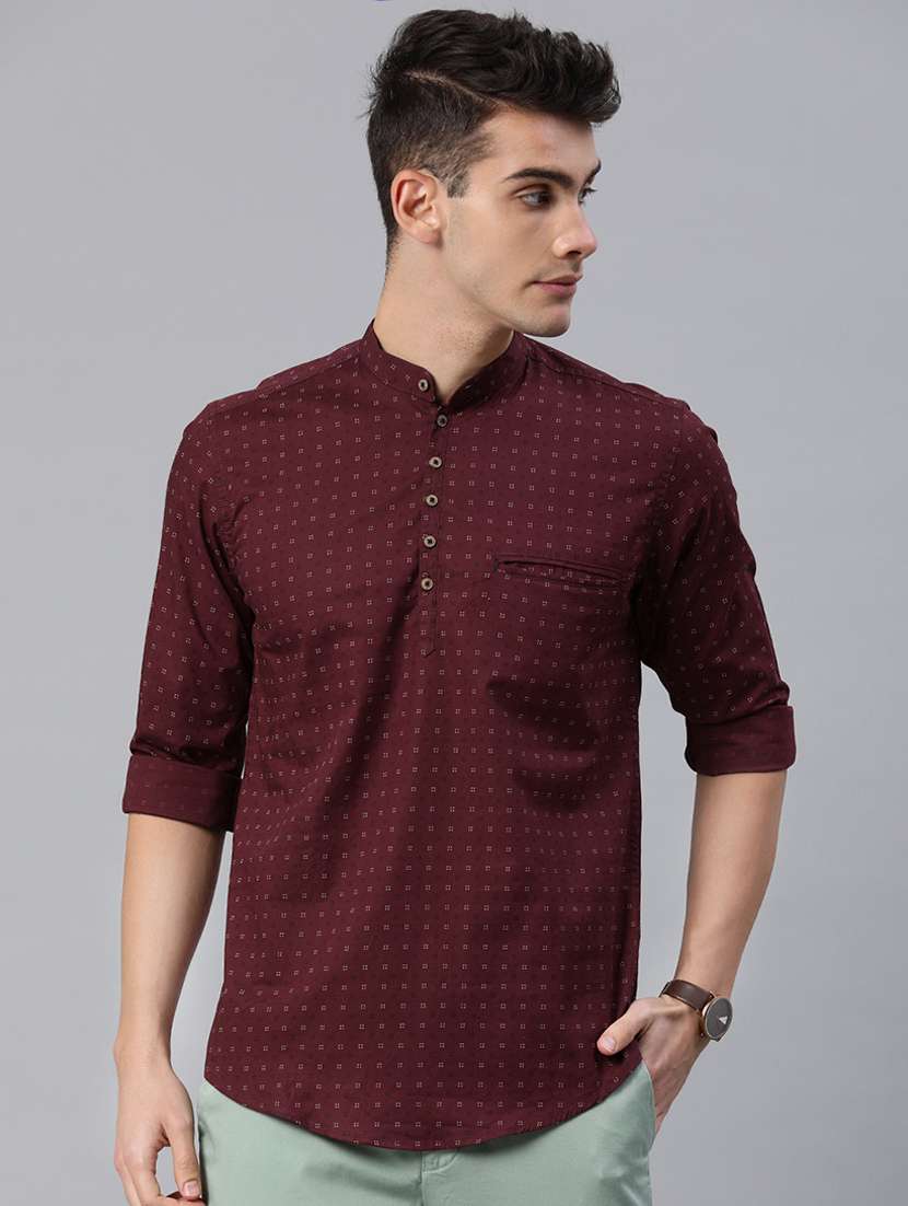 maroon printed short kurta