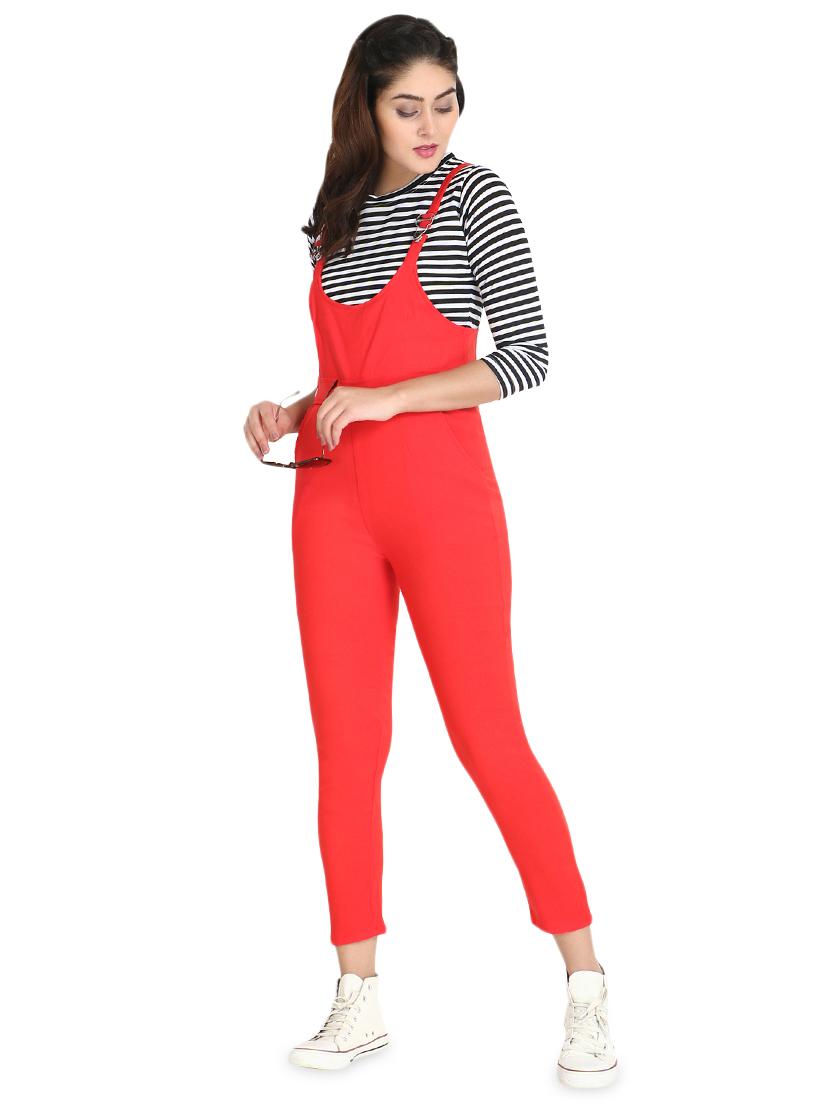 dungaree pant with striped top  - 16894804 -  Standard Image - 1