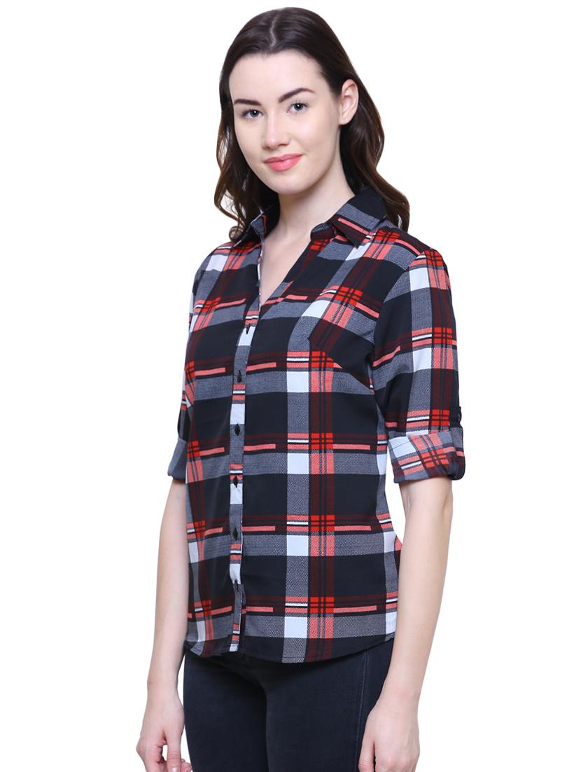 turn up sleeved checkered shirt - 16895071 - Standard Image - 1