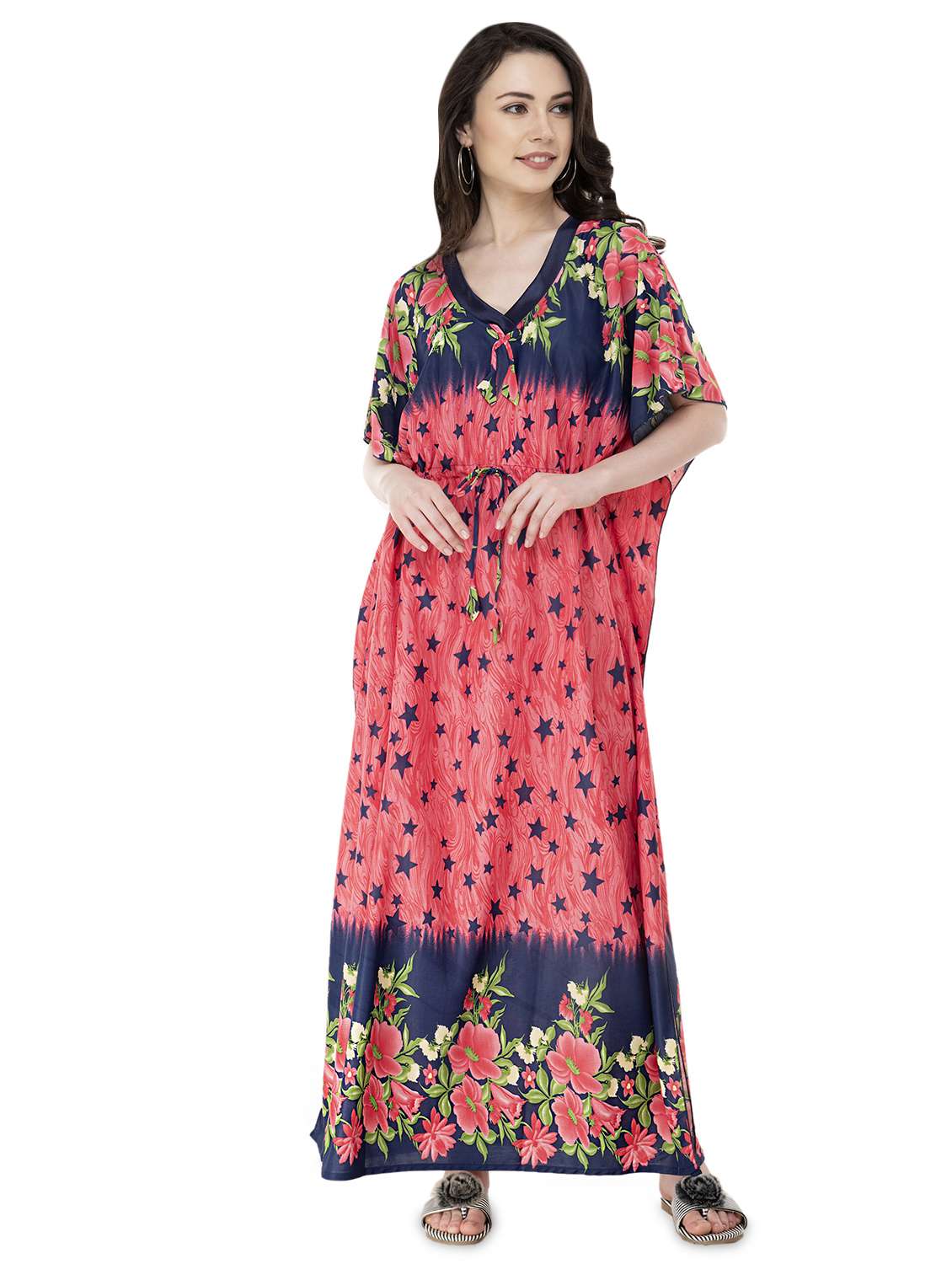 kaftan sleeved drawstring waist  nighty 