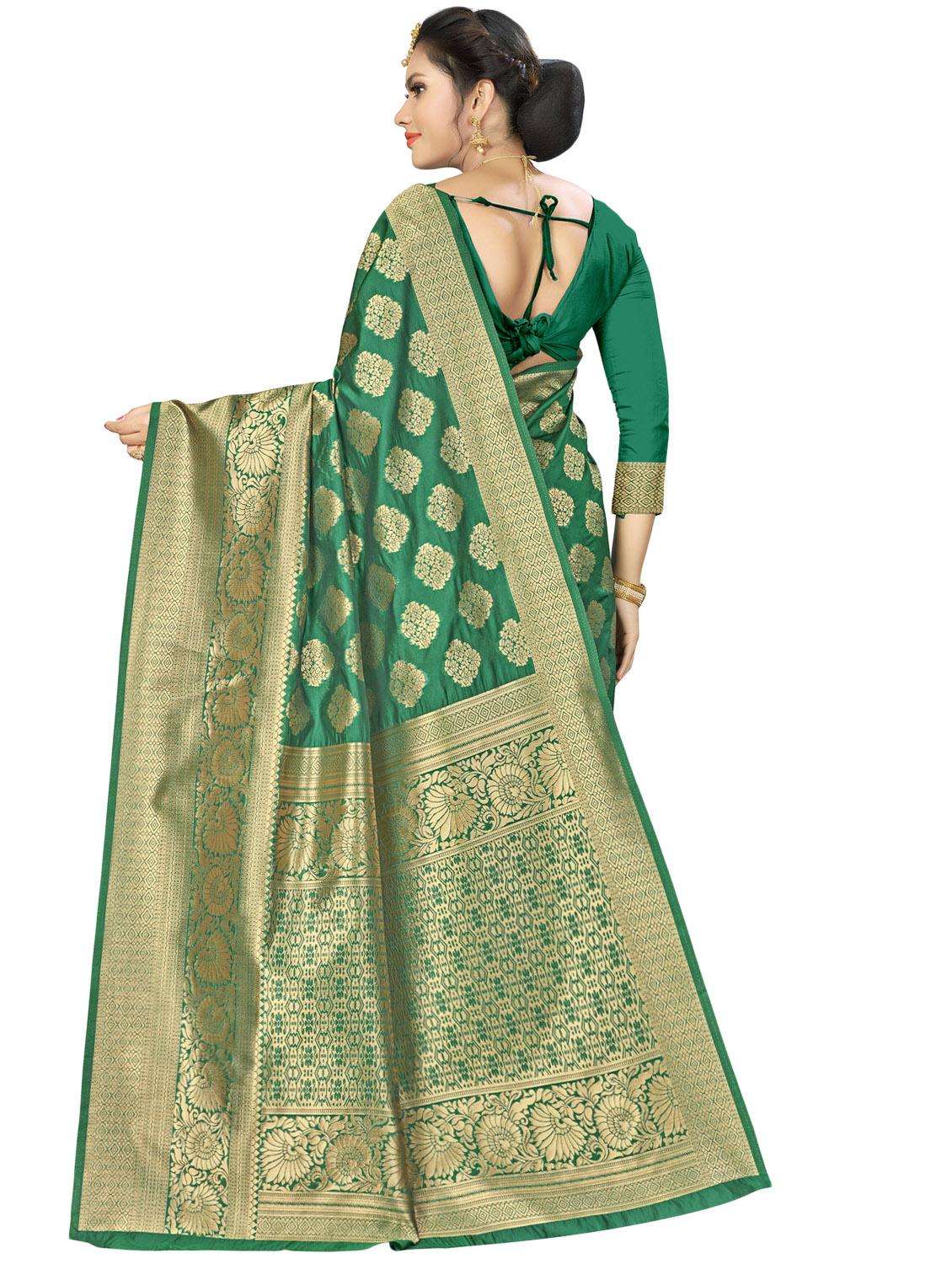 floral banarasi saree with blouse - 16896818 - Standard Image - 1