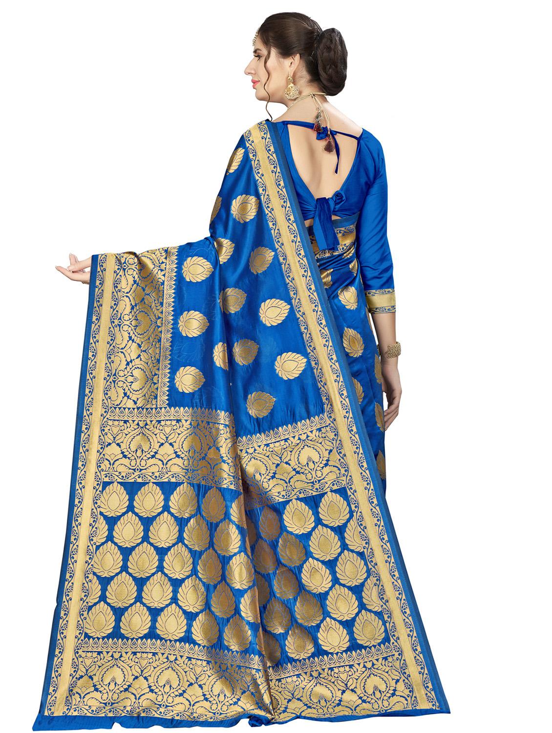 ethnic motif banarasi saree with blouse - 16896821 - Standard Image - 1