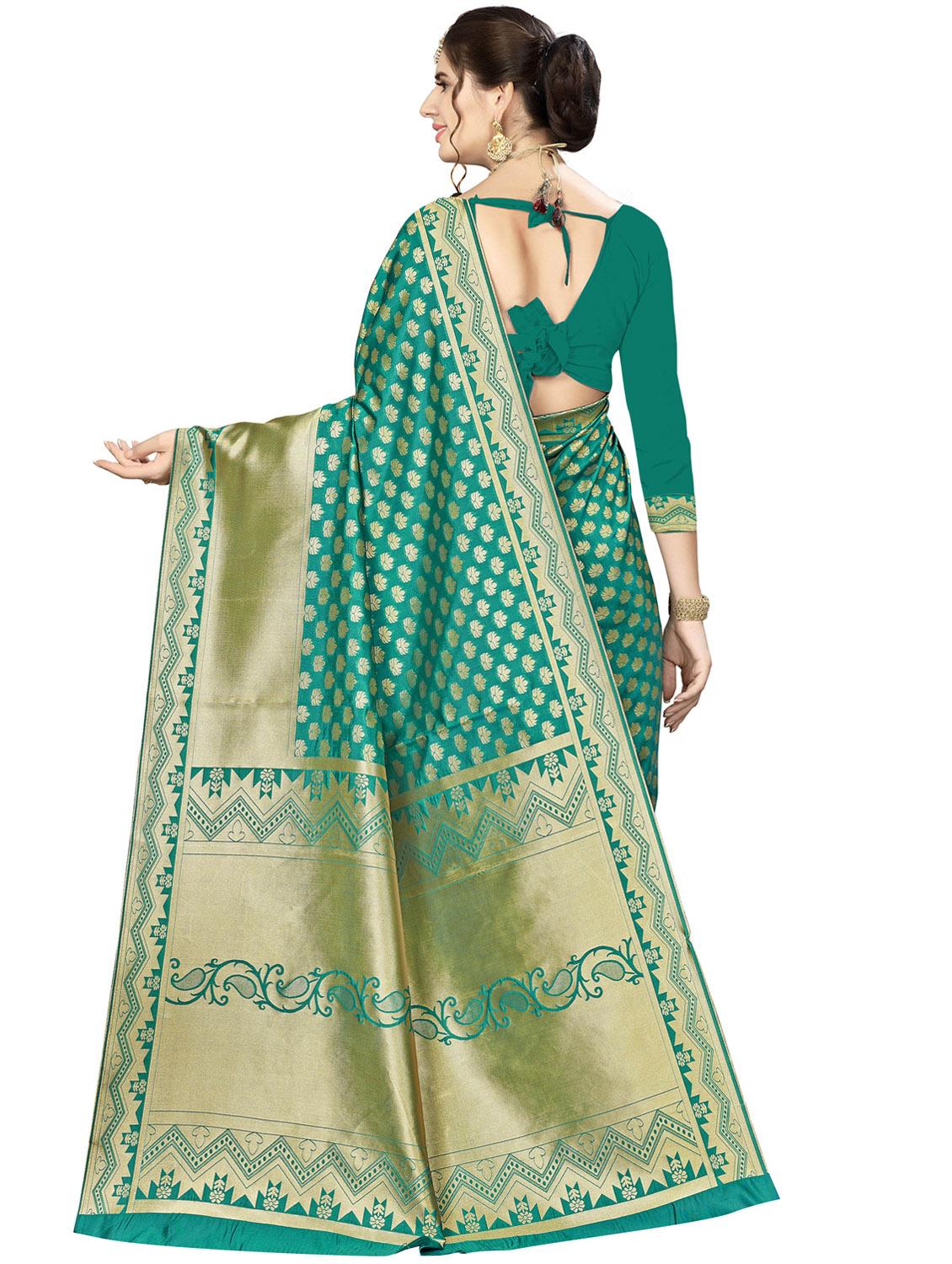 ethnic motif banarasi saree with blouse - 16896828 - Standard Image - 1