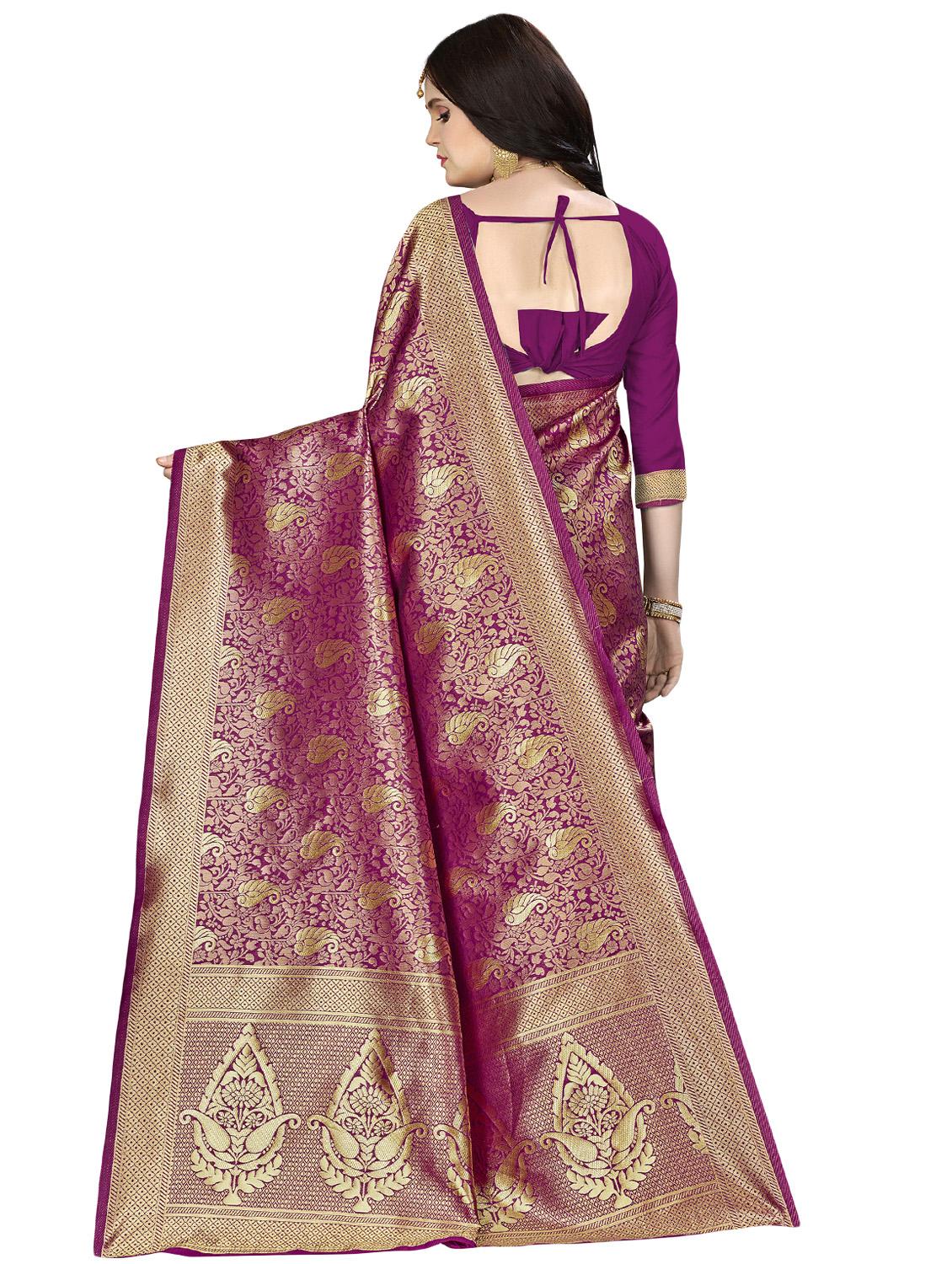 paisley banarasi saree with blouse - 16896839 - Standard Image - 1