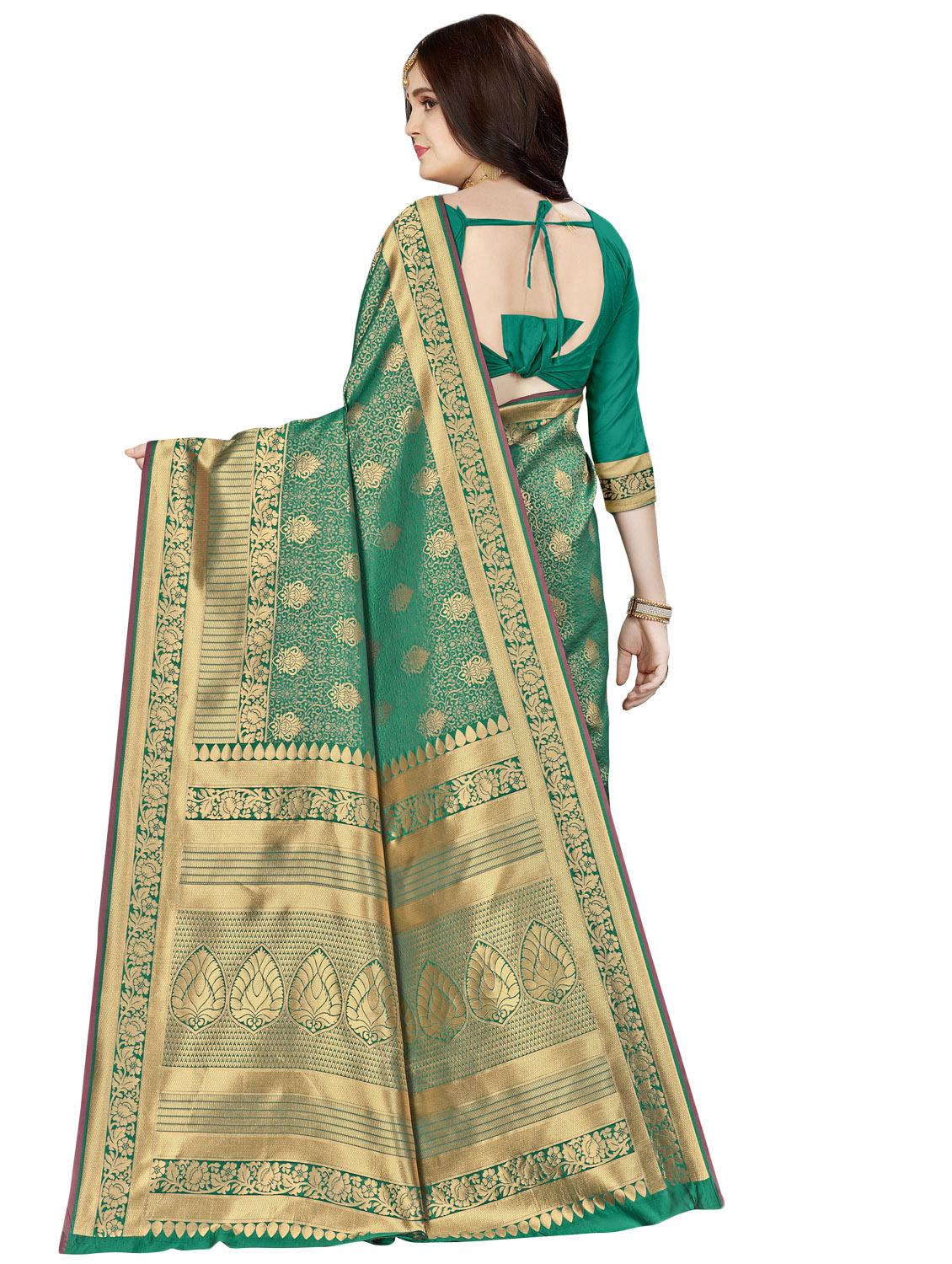 ethnic motif banarasi saree with blouse - 16896847 - Standard Image - 1