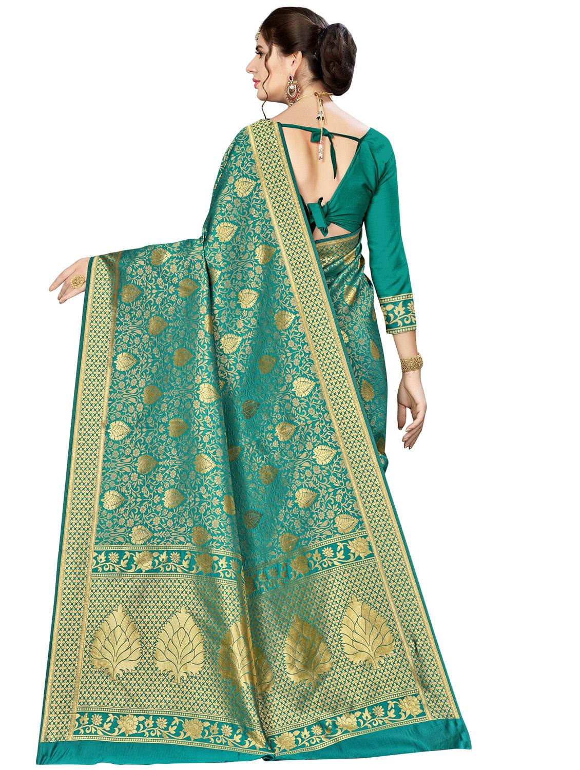 ethnic motif banarasi saree with blouse - 16896850 - Standard Image - 1