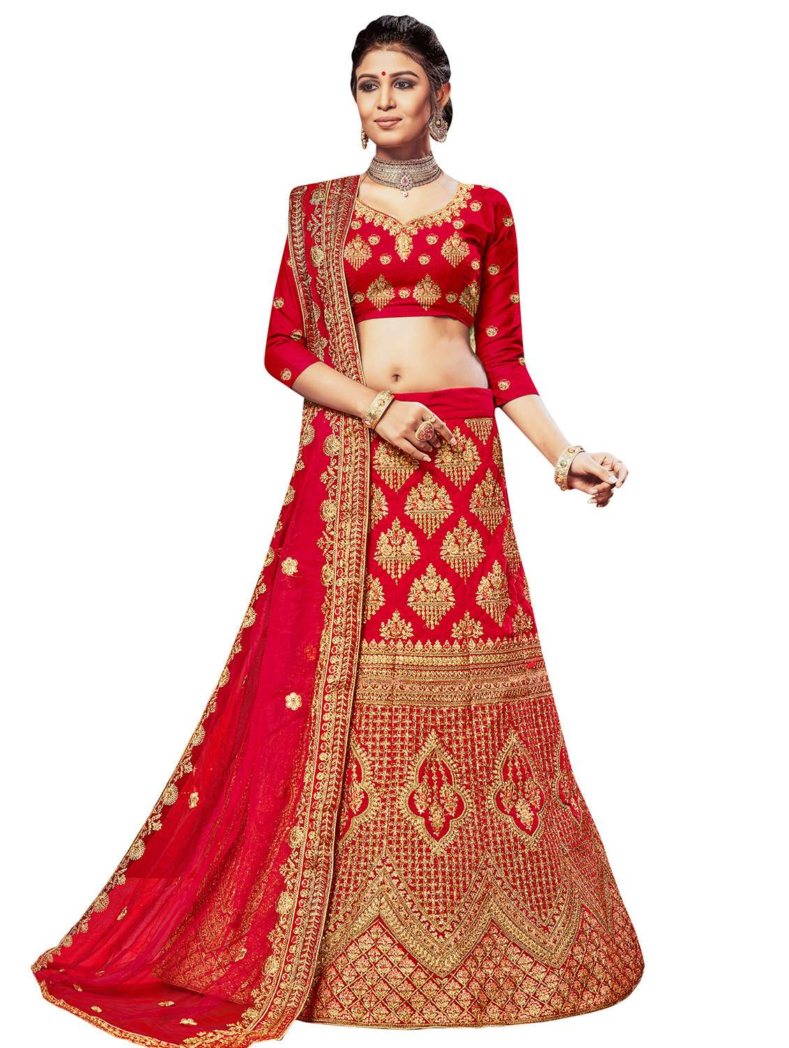 embroidered a-line lehenga