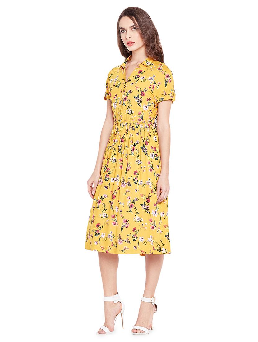 tie front floral flared dress - 16897153 - Standard Image - 1