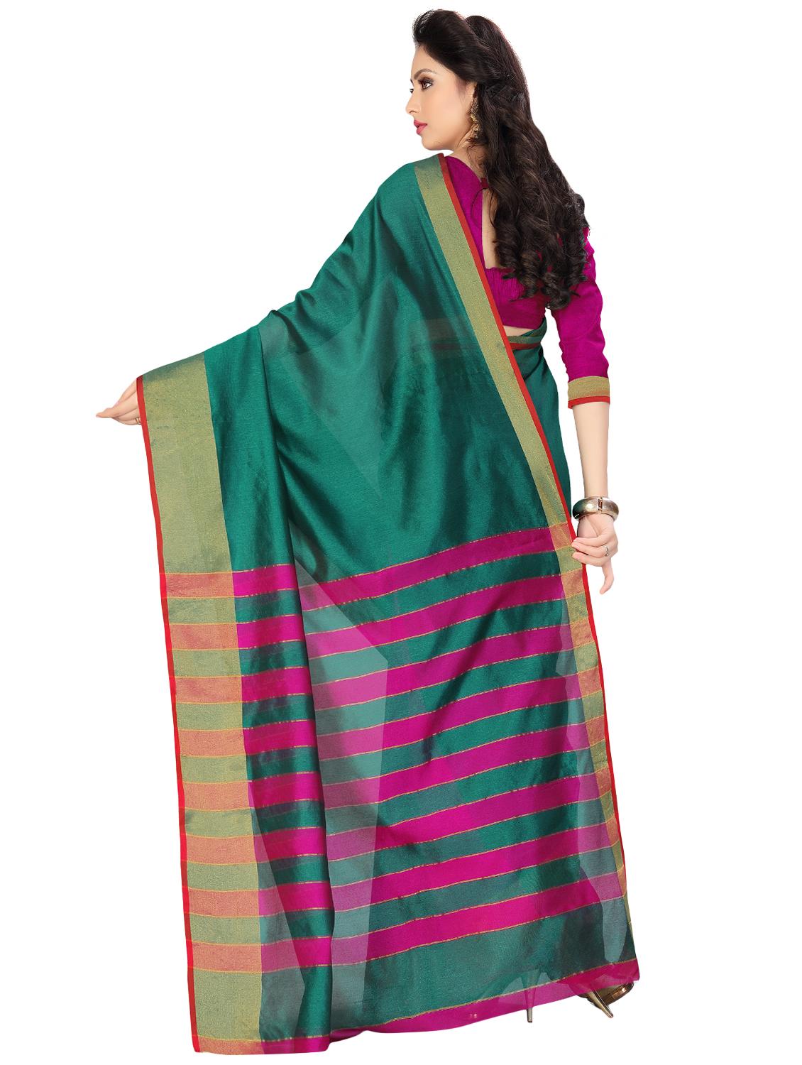 half & half bordered saree with blouse - 16899875 -  Standard Image - 1