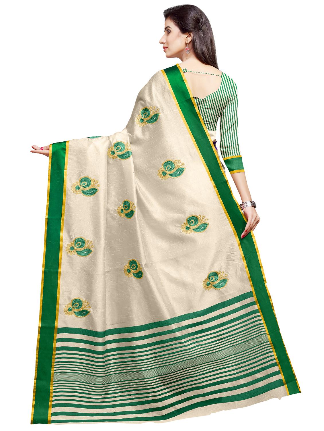 embroidered bordered saree with blouse - 16899987 - Standard Image - 1