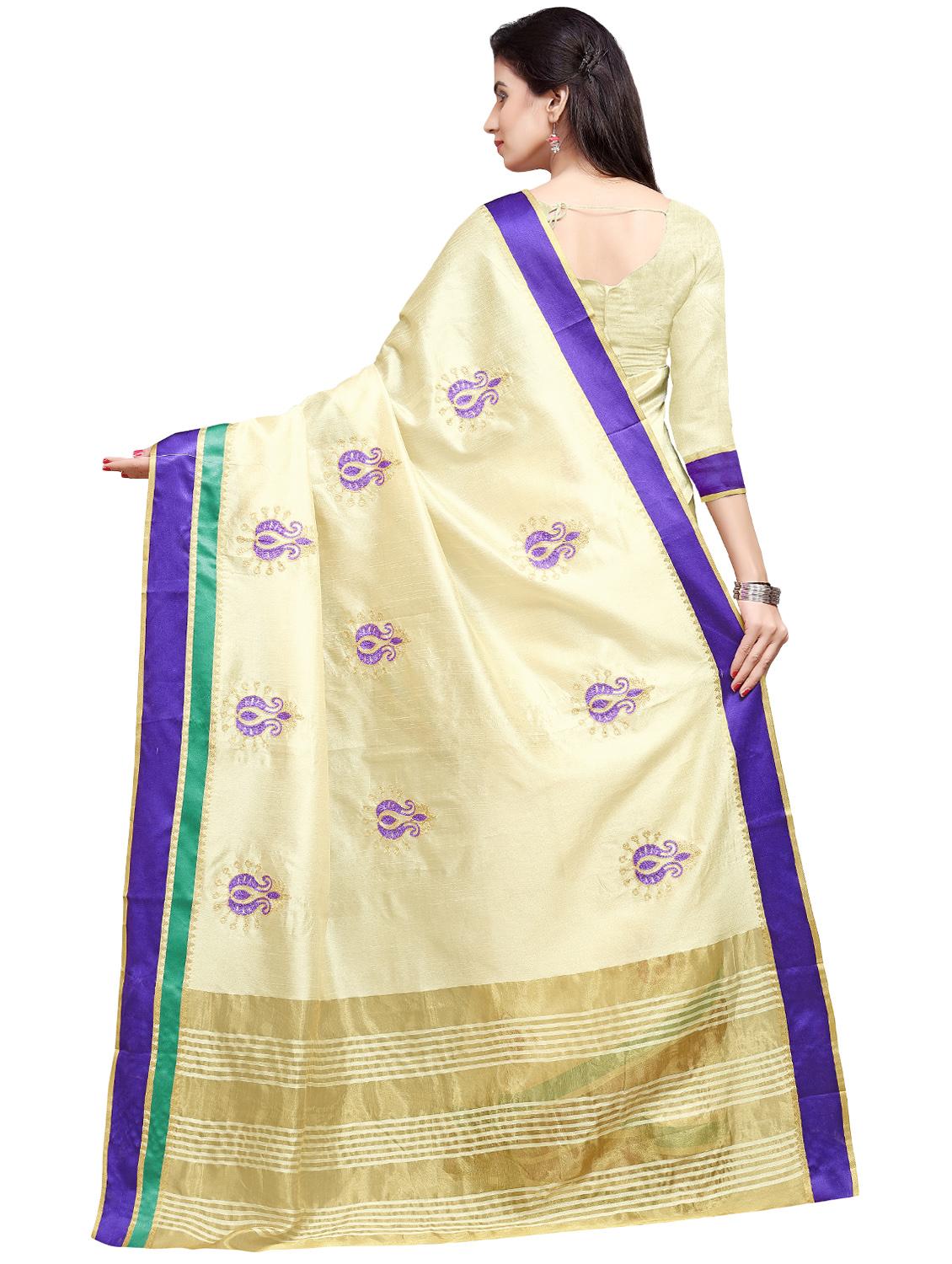 embroidered bordered saree with blouse - 16900000 - Standard Image - 1