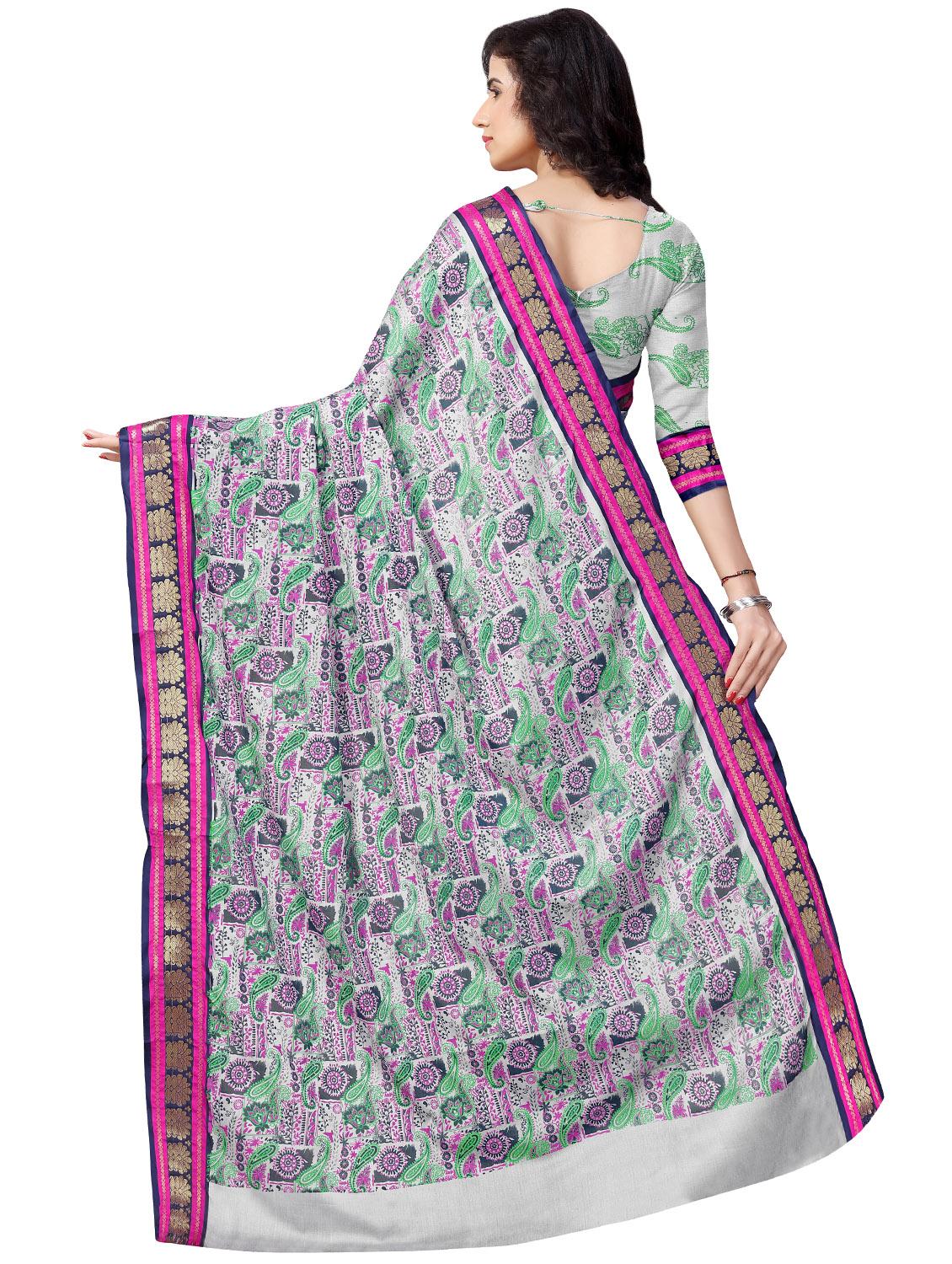 half & half printed saree with blouse - 16900001 -  Standard Image - 1