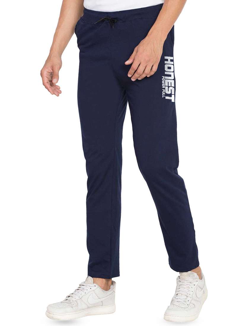 navy blue printed full length track pant - 16901035 -  Standard Image - 1
